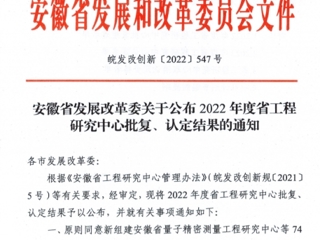 best365获批安徽省工程研究中心立项建设