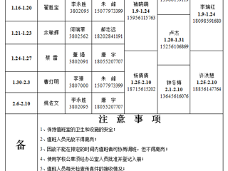 best365中国官方网站（相山校区）学校办公室 2023年寒假值班表